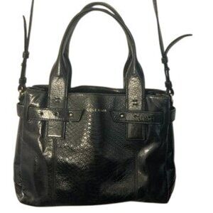 Vintage Cole Haan Croc Embossed Leather Black Purse Satchel Bag Tote Handbag